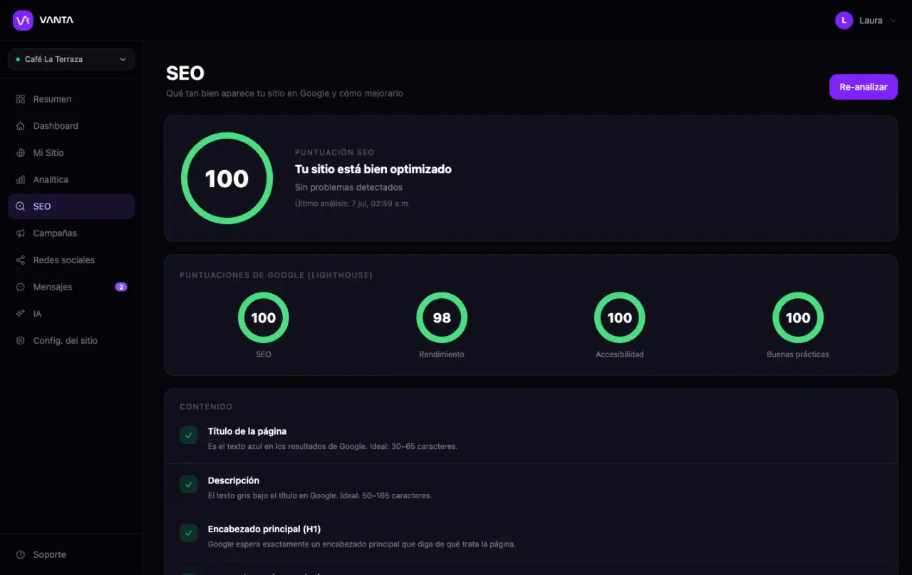 SEO · Portal VANTA